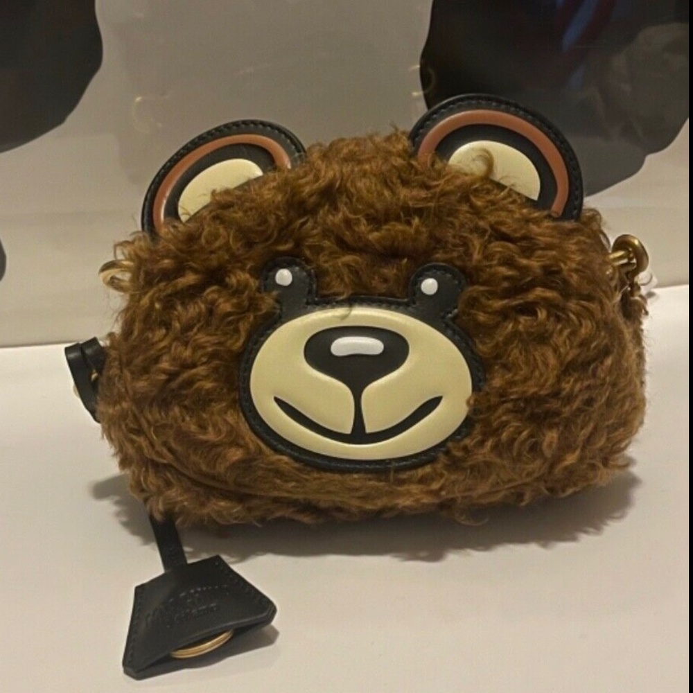 MOSCHINO Teddy Bear Smooth-leather And Mohair Cross-body Bag In Brown